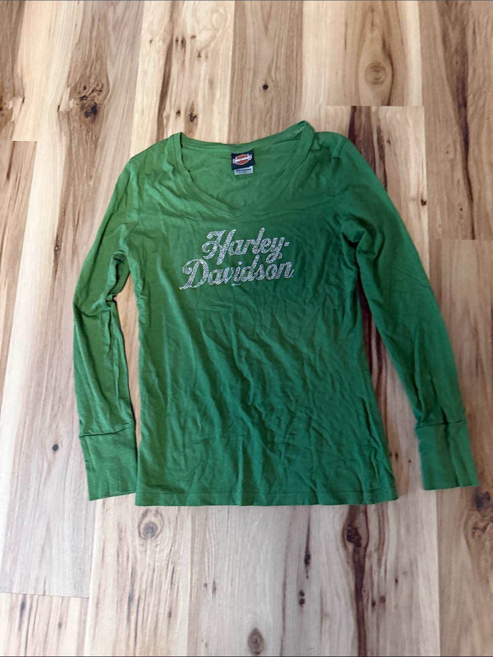 Harley-Davidson Green Long Sleeve Sparkle Logo Tee